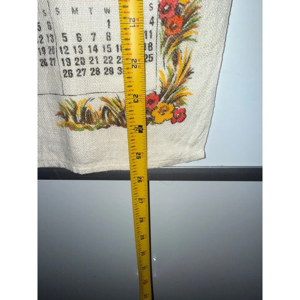 Vintage 1982 Linen Calendar Tea Towel Covered Bridge Horse Carriage Americana